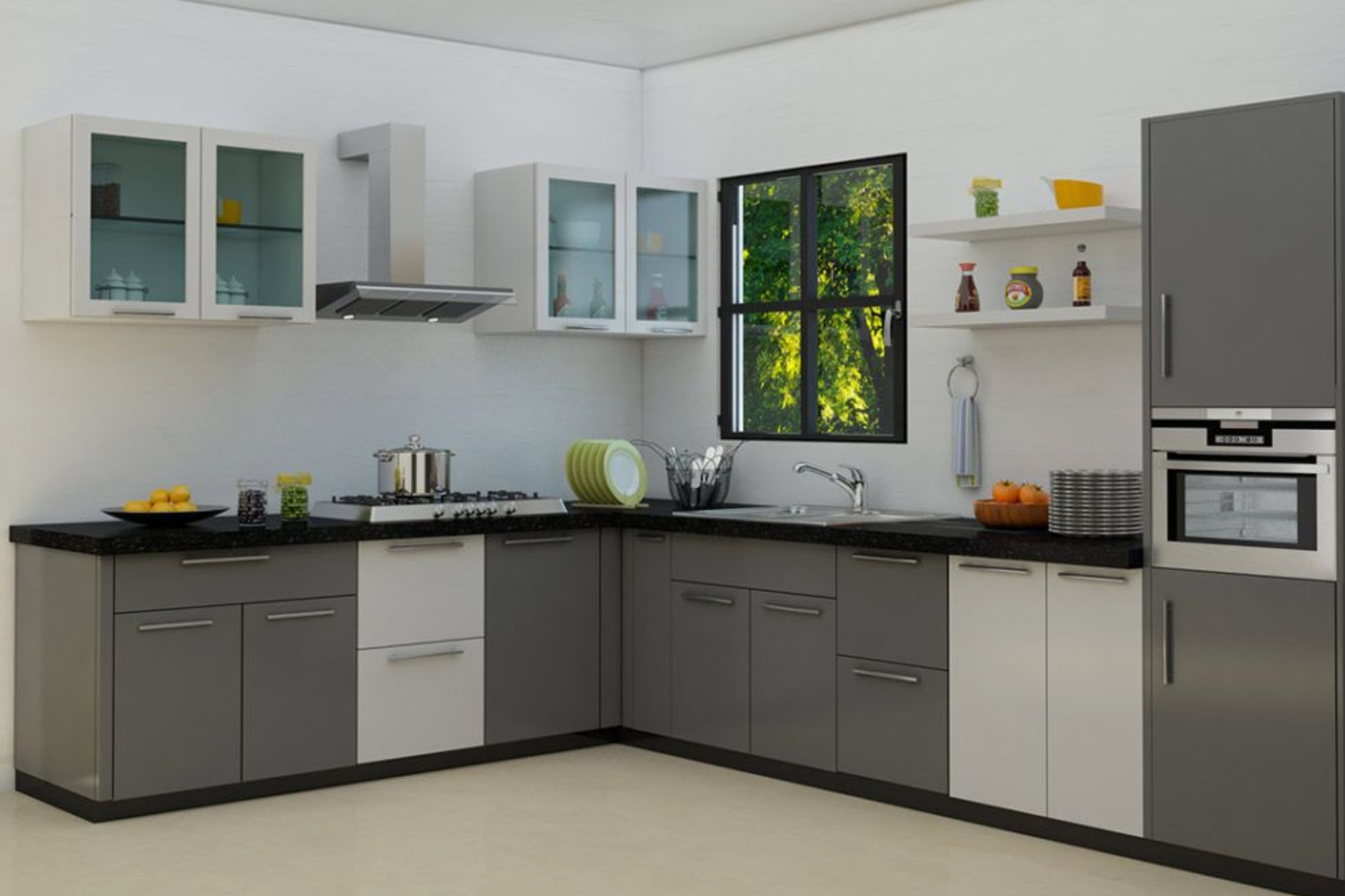 l shaped modular kitchen