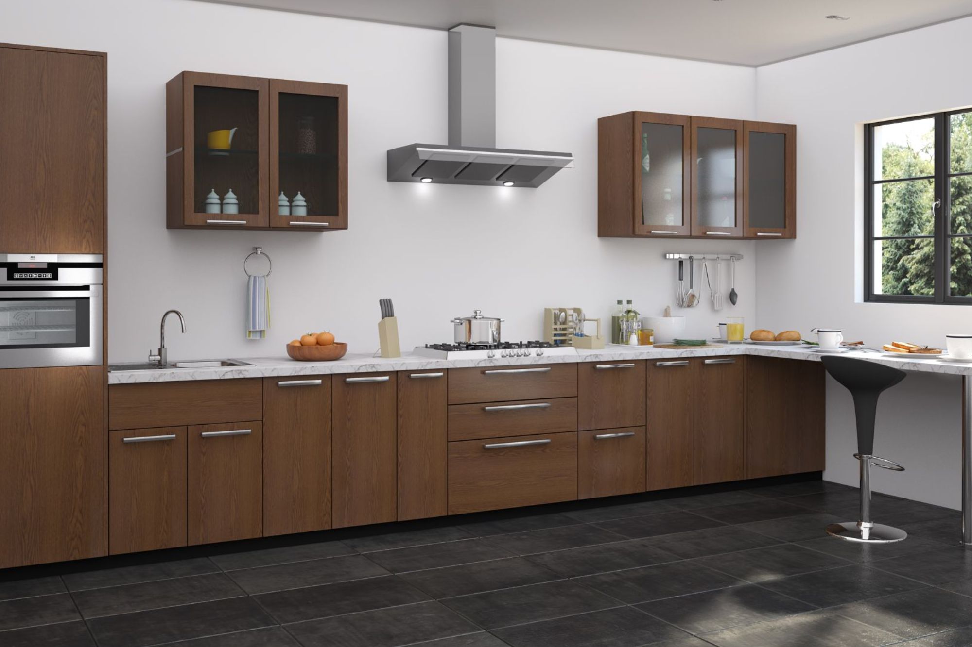 straight modular kitchen